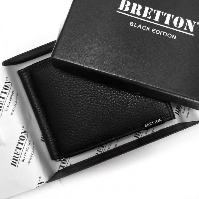 Чоловічий шкіряний затискач для купюр BE BRETTON 163-33 black купити недорого в Ти Купи