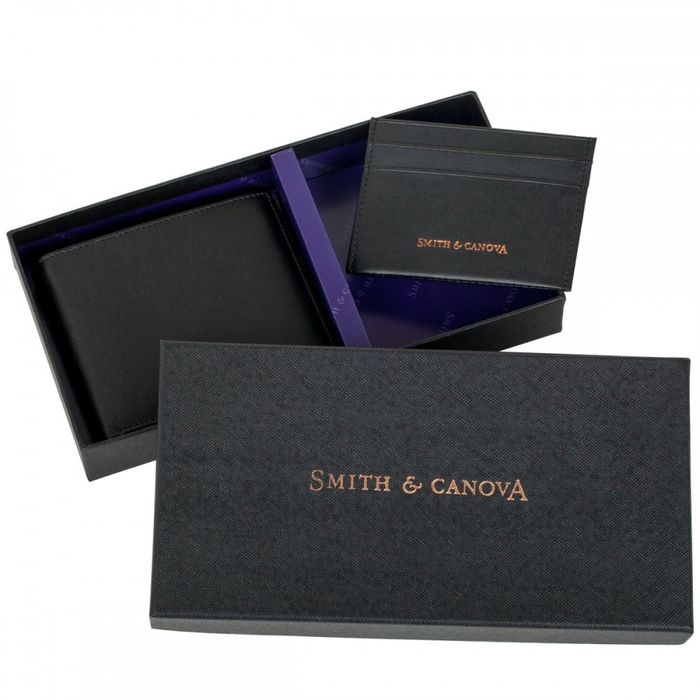 Мужской кожаный кошелек и картхолдер набор Smith & Canova 28652 (Black) купить недорого в Ты Купи
