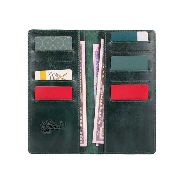 Кожаный бумажник Hi Art WP-02 зеленый Зелёный купить недорого в Ты Купи
