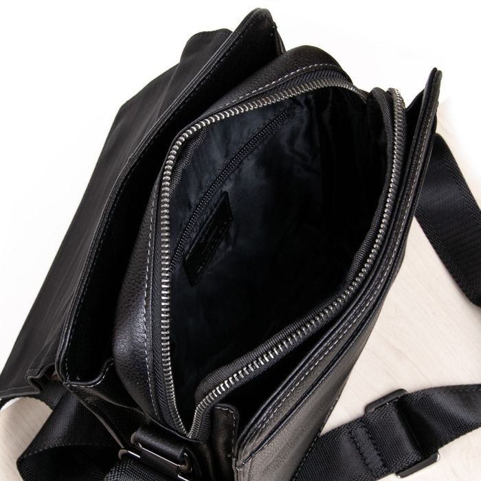 Чоловіча шкіряна сумка над плечем Бреттон 1645-4 Чорний купити недорого в Ти Купи
