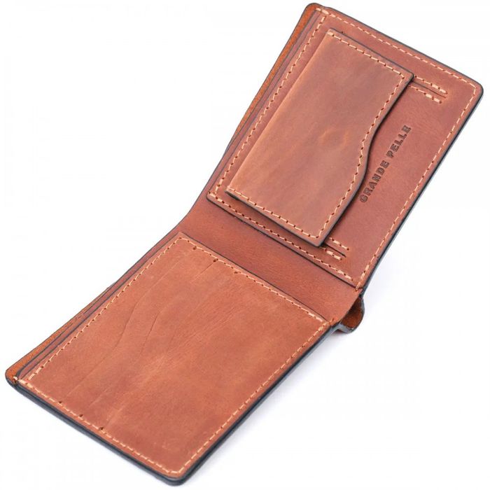 Кожаный мужской кошелек ручной работы GRANDE PELLE 11661 купить недорого в Ты Купи