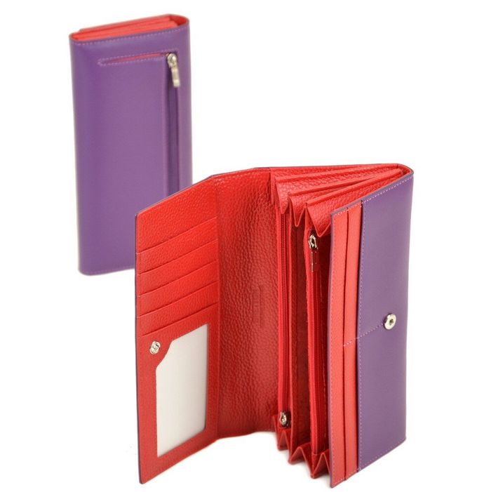 Кожаный кошелек Color Bretton W7237 purple купить недорого в Ты Купи