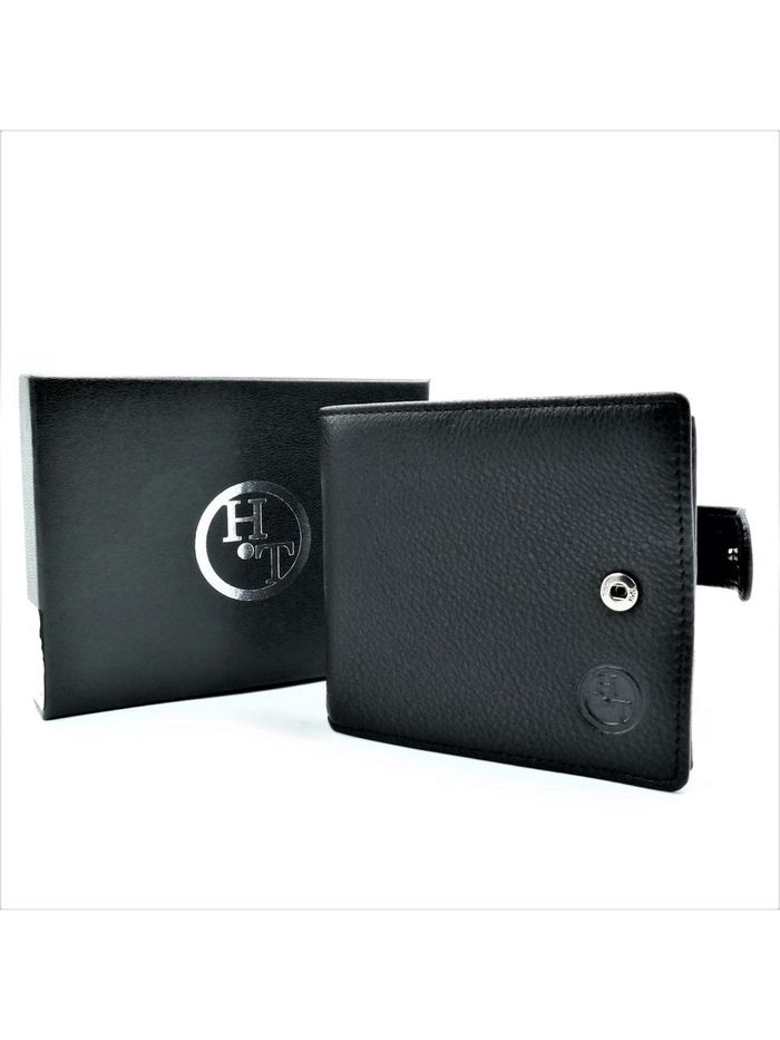Чоловічий шкіряний гаманець Weatro 11 х 10 х 2,5 см Чорний wtro-408 купити недорого в Ти Купи