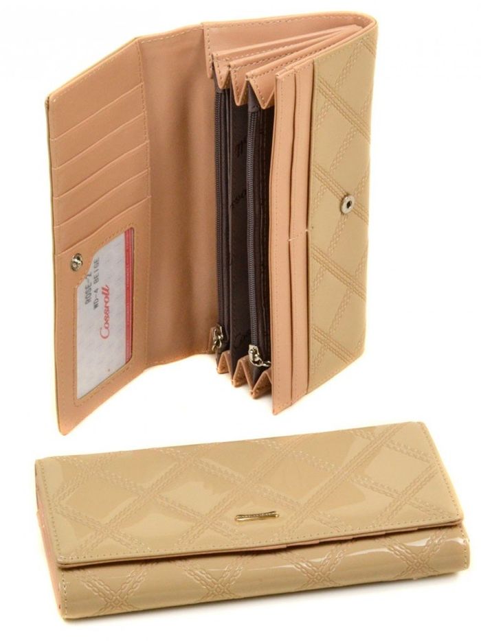 Жіночий стильний бежевий гаманець Cossrol Rose Series-2 WD-4 beige купити недорого в Ти Купи