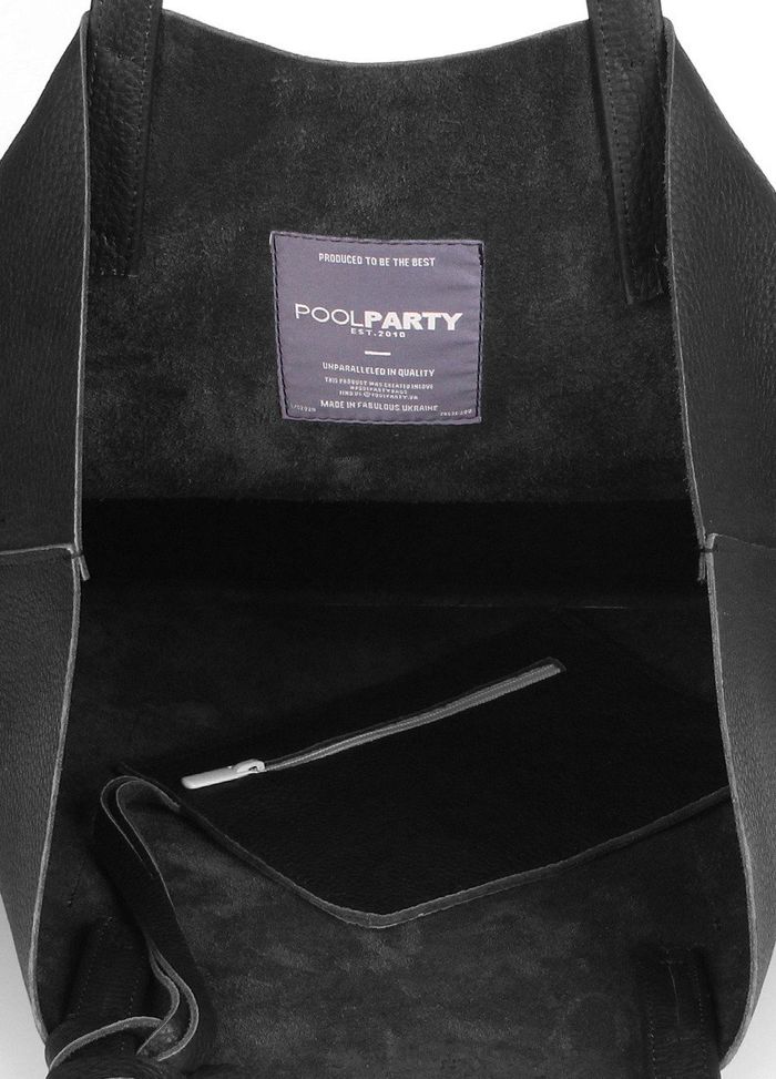 Кожаная сумка POOLPARTY Mania черная с бежевым купить недорого в Ты Купи