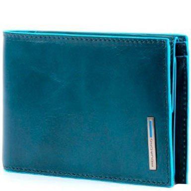 Синее кожаное портмоне Piquadro Blue Square (PU257B2_AV2) купить недорого в Ты Купи