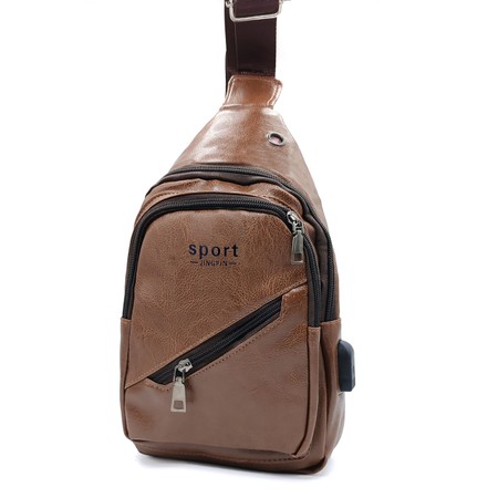 Мужская коричневая сумка слинг из PU-кожи FM-5050-2 b купить недорого в Ты Купи