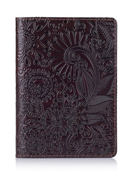 Шкіряна обкладинка на паспорт HiArt PC-01 Mehendi Art коричнева Коричневий купити недорого в Ти Купи