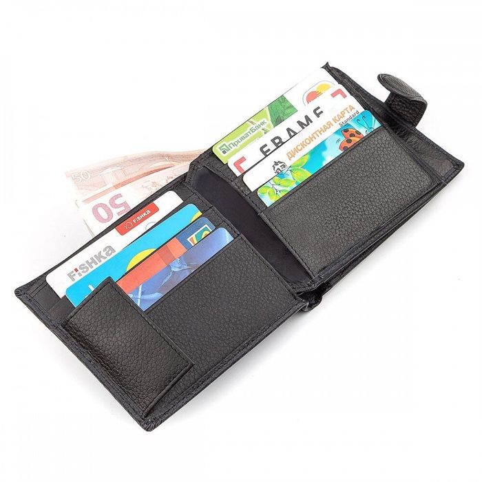 Чоловічий шкіряний гаманець ST Leather 18339 (ST138) Чорний купити недорого в Ти Купи