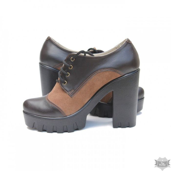 Женские коричневые туфли на каблуке Villomi 818-10k купить недорого в Ты Купи