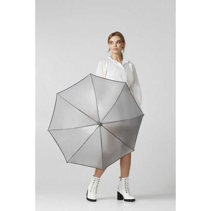 Женский зонт-трость полуавтомат Fulton L903 Kew-2 Silver Iridescent (Серебро) купить недорого в Ты Купи