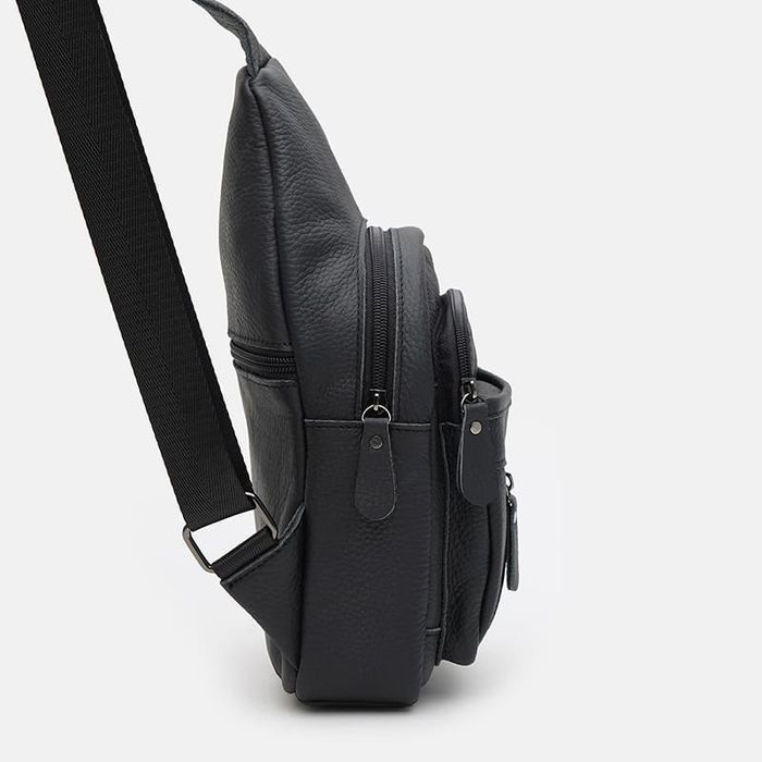 Чоловічий рюкзак шкіряний через плече Keizer K1223abl-black купити недорого в Ти Купи