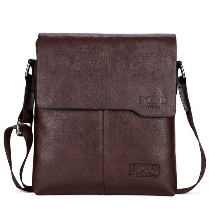 Чоловіча темно-коричнева сумка через плече Polo 8811 купити недорого в Ти Купи
