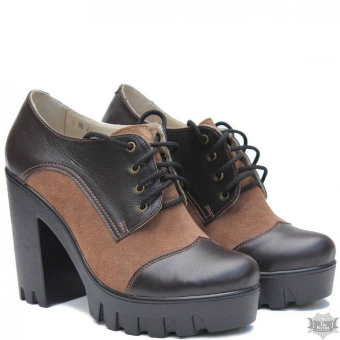 Женские коричневые туфли на каблуке Villomi 818-10k купить недорого в Ты Купи