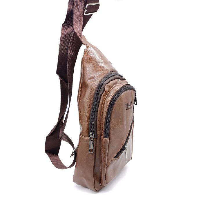 Мужская коричневая сумка слинг из PU-кожи FM-5050-2 b купить недорого в Ты Купи