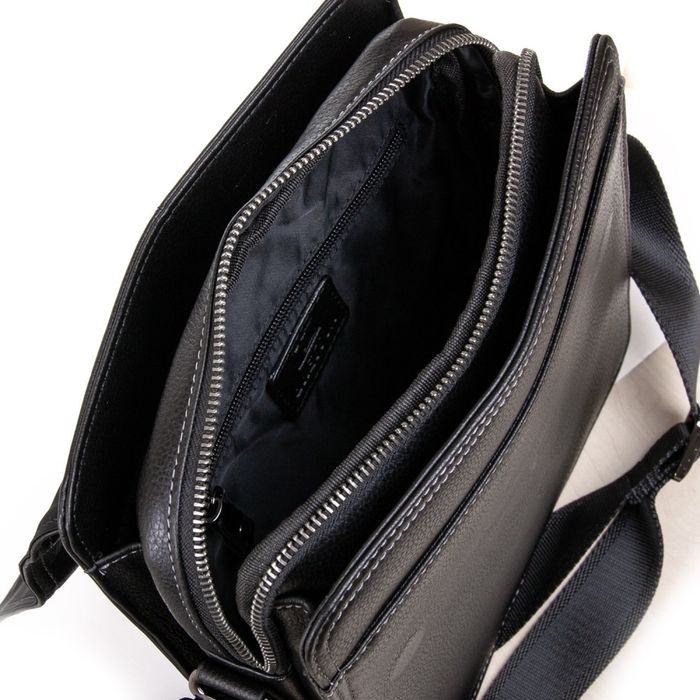 Мужская кожаная сумка через плечо BRETTON 1645-3 black купить недорого в Ты Купи