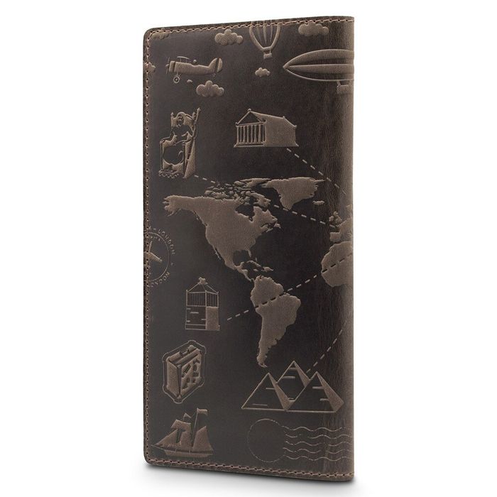 Кожаный бумажник Hi Art «7 wonders of the world» WP-03 Shabby Gavana Brown Темно-коричневый купить недорого в Ты Купи