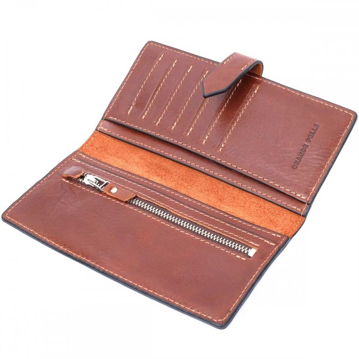 Кожаный мужской кошелек ручной работы GRANDE PELLE 11660 купить недорого в Ты Купи