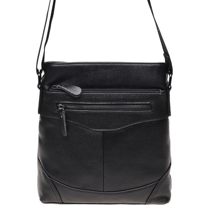 Мужская кожаная сумка через плечо Borsa Leather K17801-black купить недорого в Ты Купи