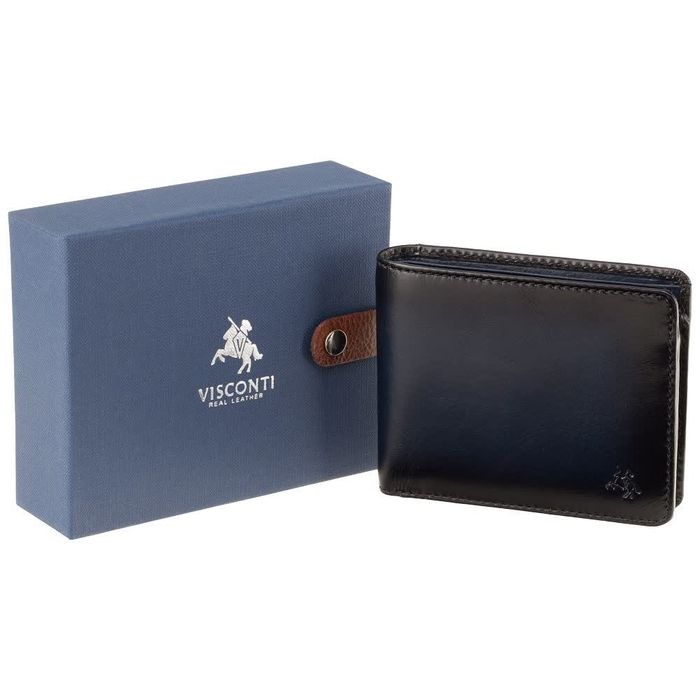 Мужской кожаный кошелек Visconti AT60 Arthur c RFID (Burnish Blue) купить недорого в Ты Купи