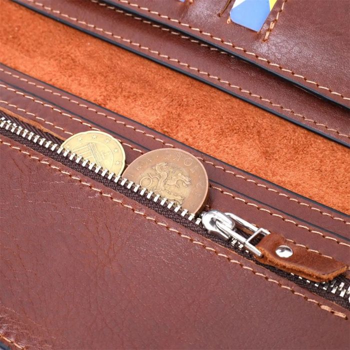 Кожаный мужской кошелек ручной работы GRANDE PELLE 11660 купить недорого в Ты Купи