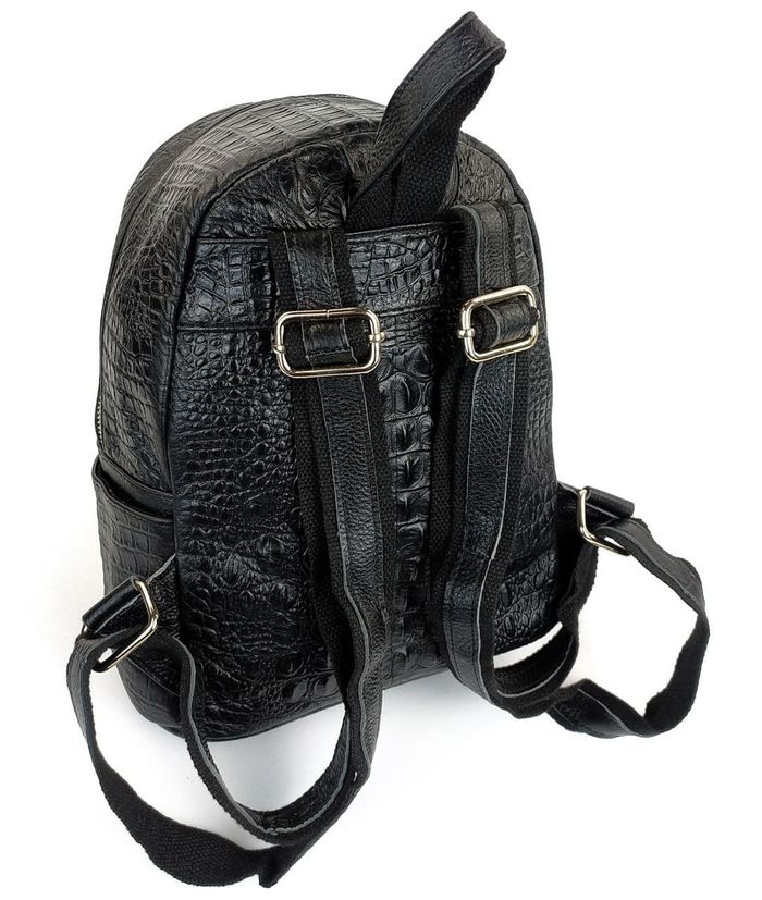 Женский кожаный рюкзак с тиснением под крокодила UC CR71 18х20х15см черный купить недорого в Ты Купи