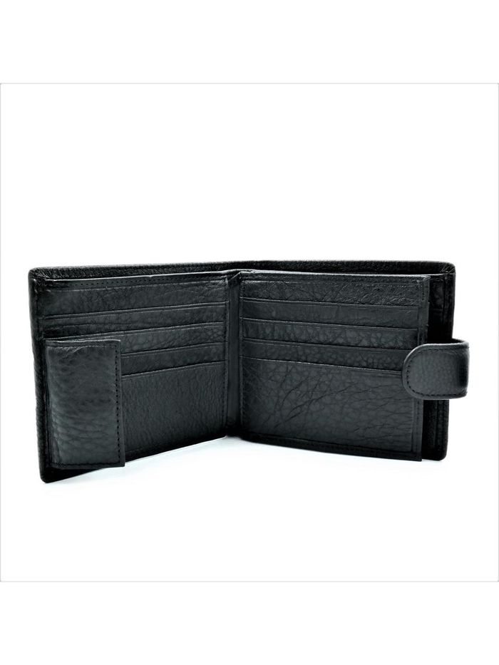 Чоловічий шкіряний гаманець Weatro 12 х 10 х 3 см Чорний wtro-308 купити недорого в Ти Купи