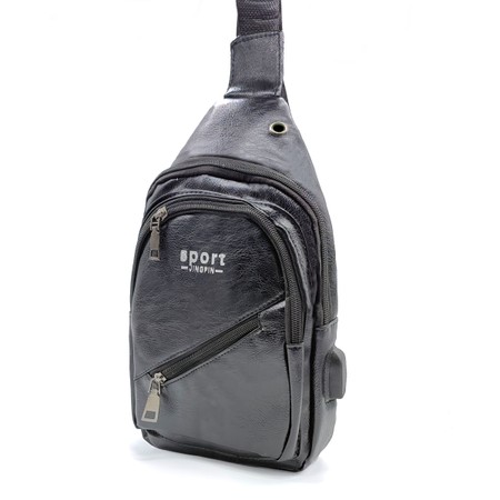 Мужская черная сумка слинг из PU-кожи FM-5050-2 black купить недорого в Ты Купи