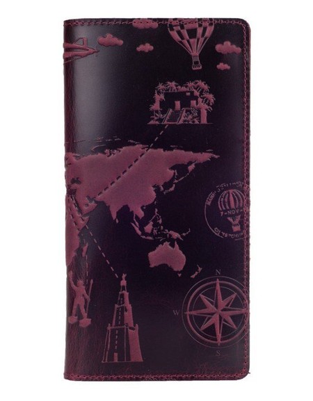 Кожаный бумажник Hi Art 7 wonders of the world WP-02-S19-1621-T002 Фиолетовый купить недорого в Ты Купи