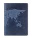 Обложка для паспорта из кожи HiArt PC-01 Shabby Lagoon World Map Синий