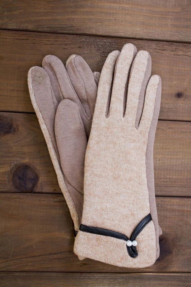 Перчатки сенсорные женские бежевые трикотажные 1805-1 купить недорого в Ты Купи
