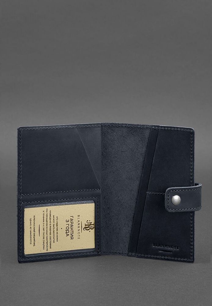 Шкіряна обкладинка для паспорта BlankNote 5.0 (з віконцем) темно-синя Crazy Horse BN-OP-5-NN купити недорого в Ти Купи