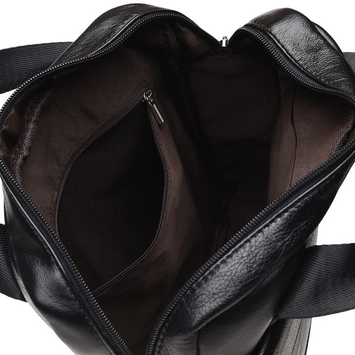 Чоловіча шкіряна сумка над плечем Borsa шкіра K18859-чорна купити недорого в Ти Купи