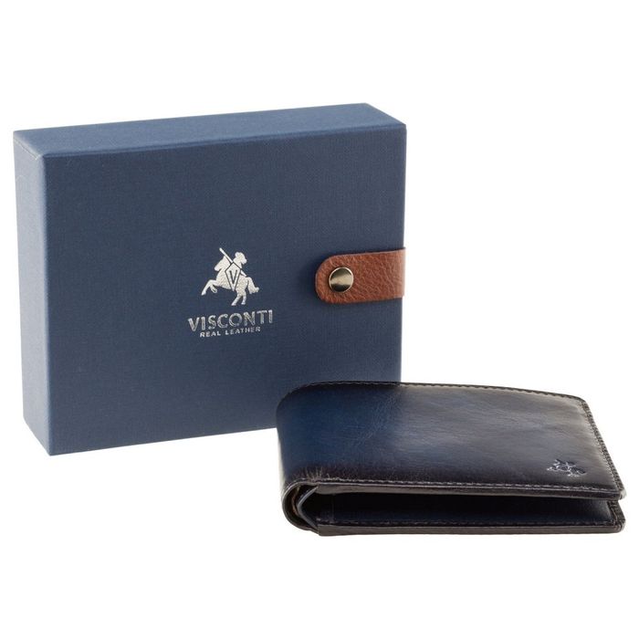 Мужской кожаный кошелек Visconti AT58 Milo c RFID (Burnish Blue) купить недорого в Ты Купи