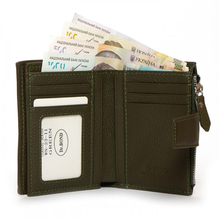 Шкіряний жіночий гаманець Classik DR. BOND WN-23-11 green купити недорого в Ти Купи