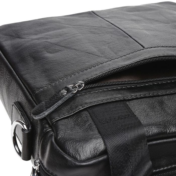Мужская кожаная сумка через плечо Borsa Leather K18859-black купить недорого в Ты Купи