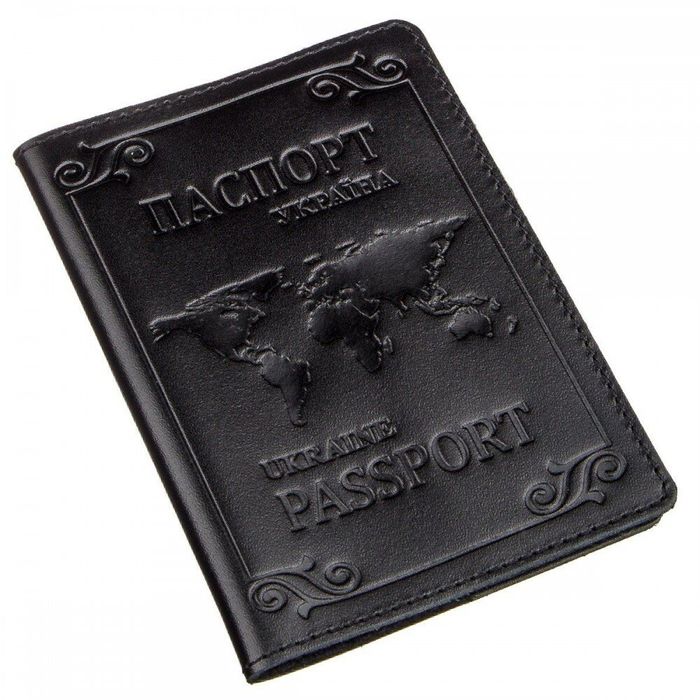 Чёрная обложка для паспорта из натуральной кожи Shvigel 13982 купить недорого в Ты Купи