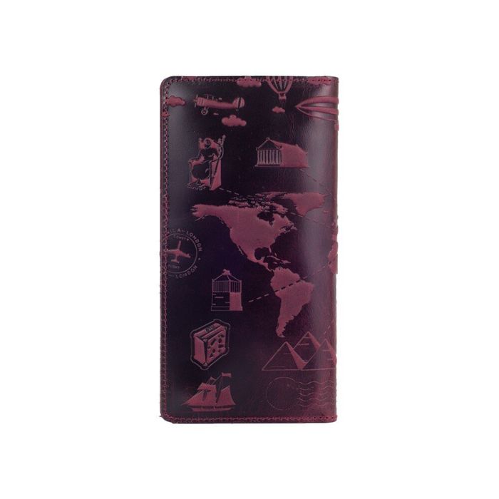 Кожаный бумажник Hi Art 7 wonders of the world WP-02-S19-1621-T002 Фиолетовый купить недорого в Ты Купи