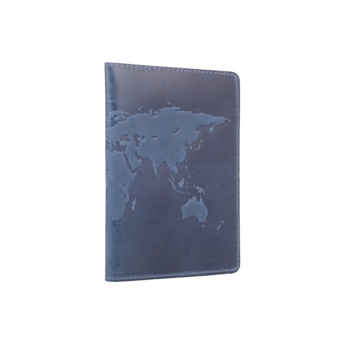 Обложка для паспорта из кожи HiArt PC-01 Shabby Lagoon World Map Синий купить недорого в Ты Купи