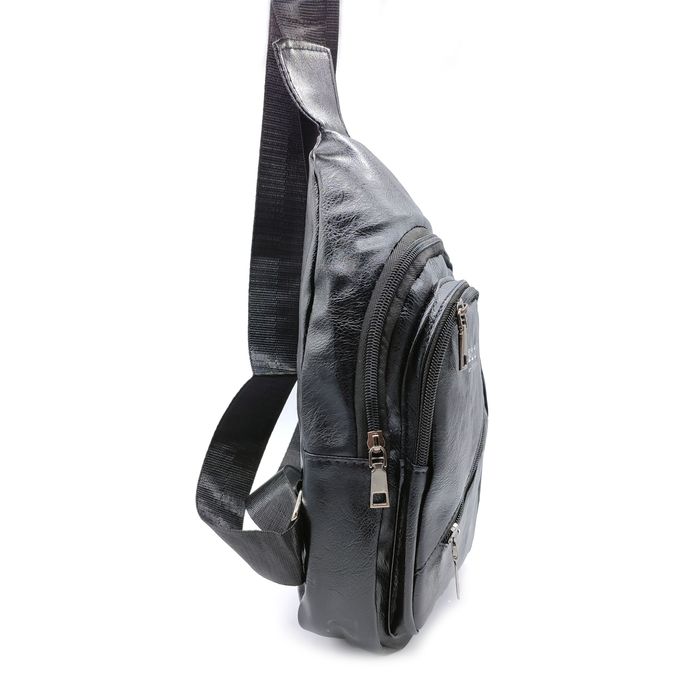 Мужская черная сумка слинг из PU-кожи FM-5050-2 black купить недорого в Ты Купи