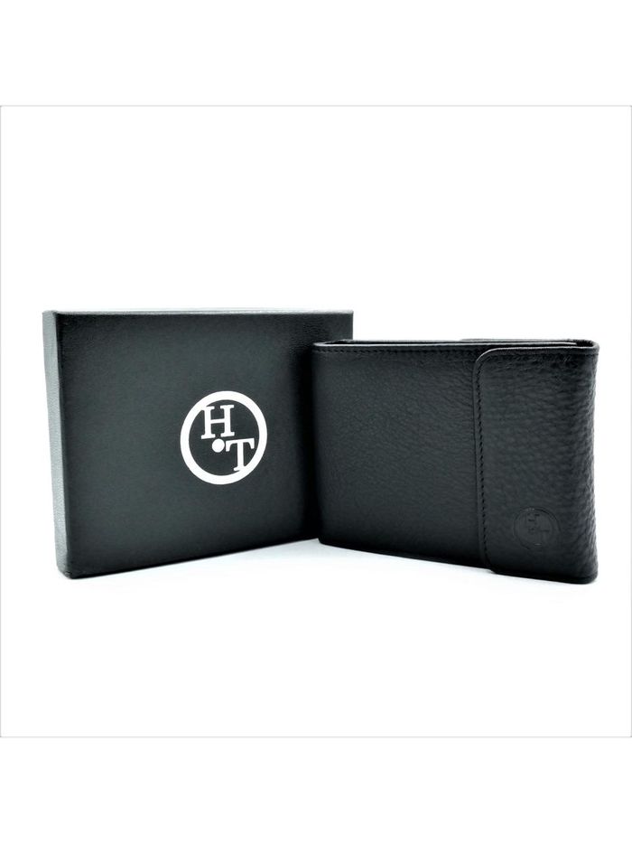 Чоловічий шкіряний гаманець Weatro 12 х 9 х 2,5 см Чорний wtro-1-208B купити недорого в Ти Купи