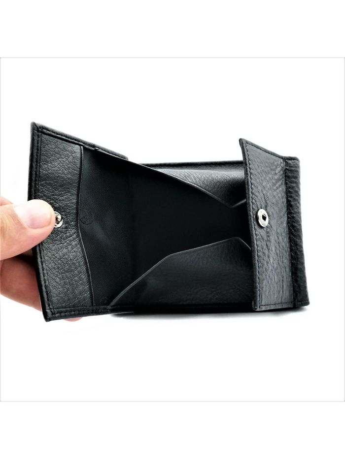 Мужской кожаный кошелек Weatro 12 х 9 х 2,5 см Черный wtro-1-208B купить недорого в Ты Купи