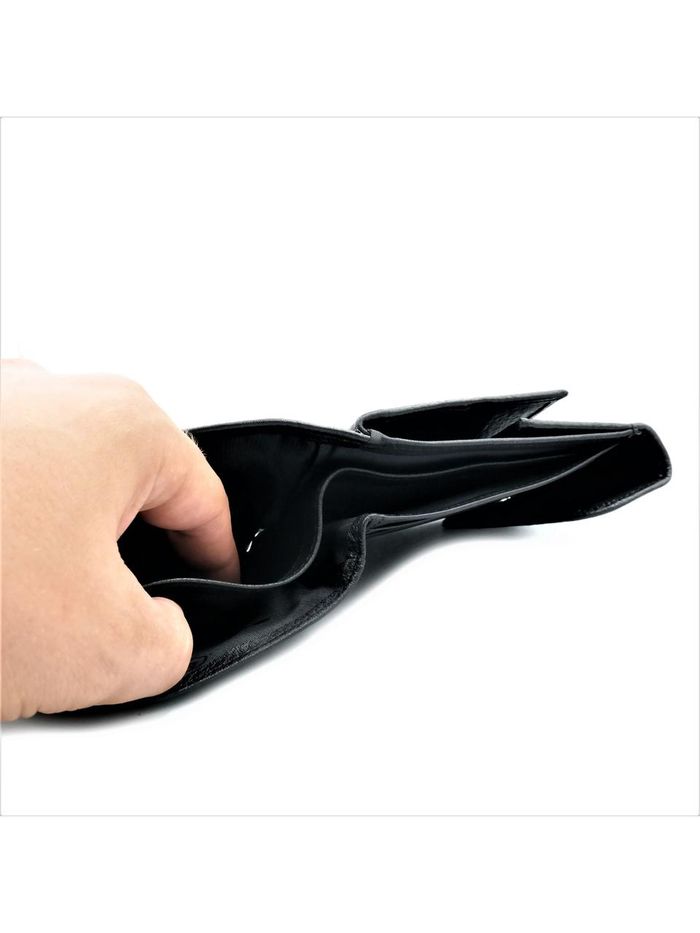 Мужской кожаный кошелек Weatro 12 х 9 х 2,5 см Черный wtro-1-208B купить недорого в Ты Купи