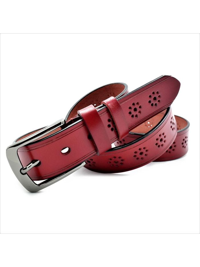 Женский кожаный ремень Weatro 3,3х110-115 см Красный lmn-zh-33k-029 купить недорого в Ты Купи