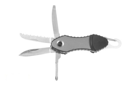 Многофункциональный складной нож-брелок Stinger с фонариком 65 мм Серый (HCY-6158Х) купить недорого в Ты Купи