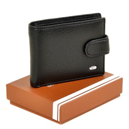 Чоловічий чорний гаманець зі штучної шкіри Sergio Torretti M14 black купити недорого в Ти Купи