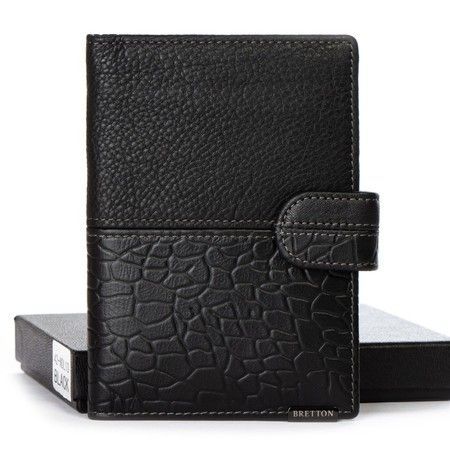 Мужской кожаный кошелек с обложкой на спаспорт BE BRETTON 42-NDL10 black купить недорого в Ты Купи