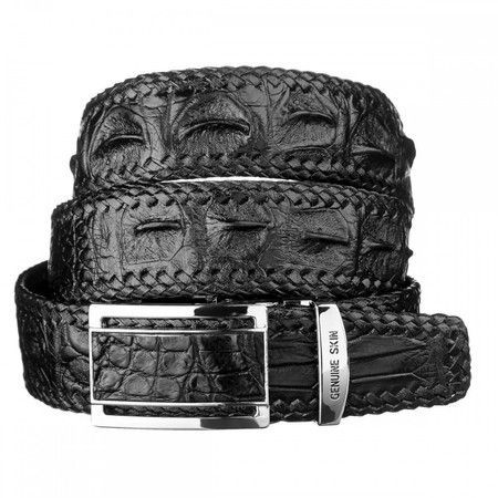 Чоловічий шкіряний ремінь CROCODILE LEATHER 18010 Чорний купити недорого в Ти Купи