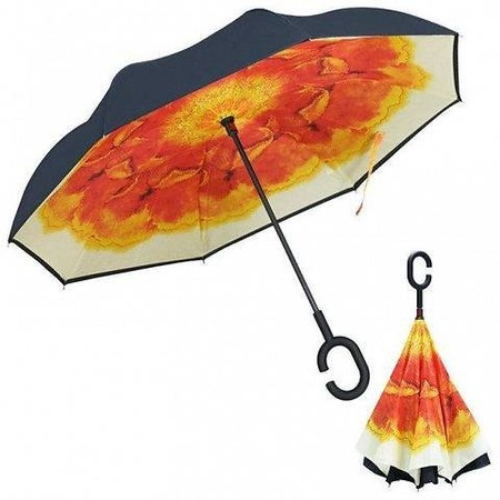 Зонт обратного сложения «Роза Оранжевая» купить недорого в Ты Купи