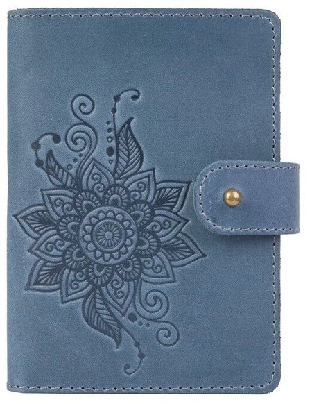 Обкладинка для паспорта зі шкіри Hi Art «Mehendi Classic» PB-02/1 Shabby Lagoon Блакитний купити недорого в Ти Купи